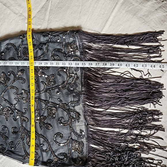 Gray silver 1920s beaded sequins cocktail mini dress size medium 6-8 - Picture 12 of 14